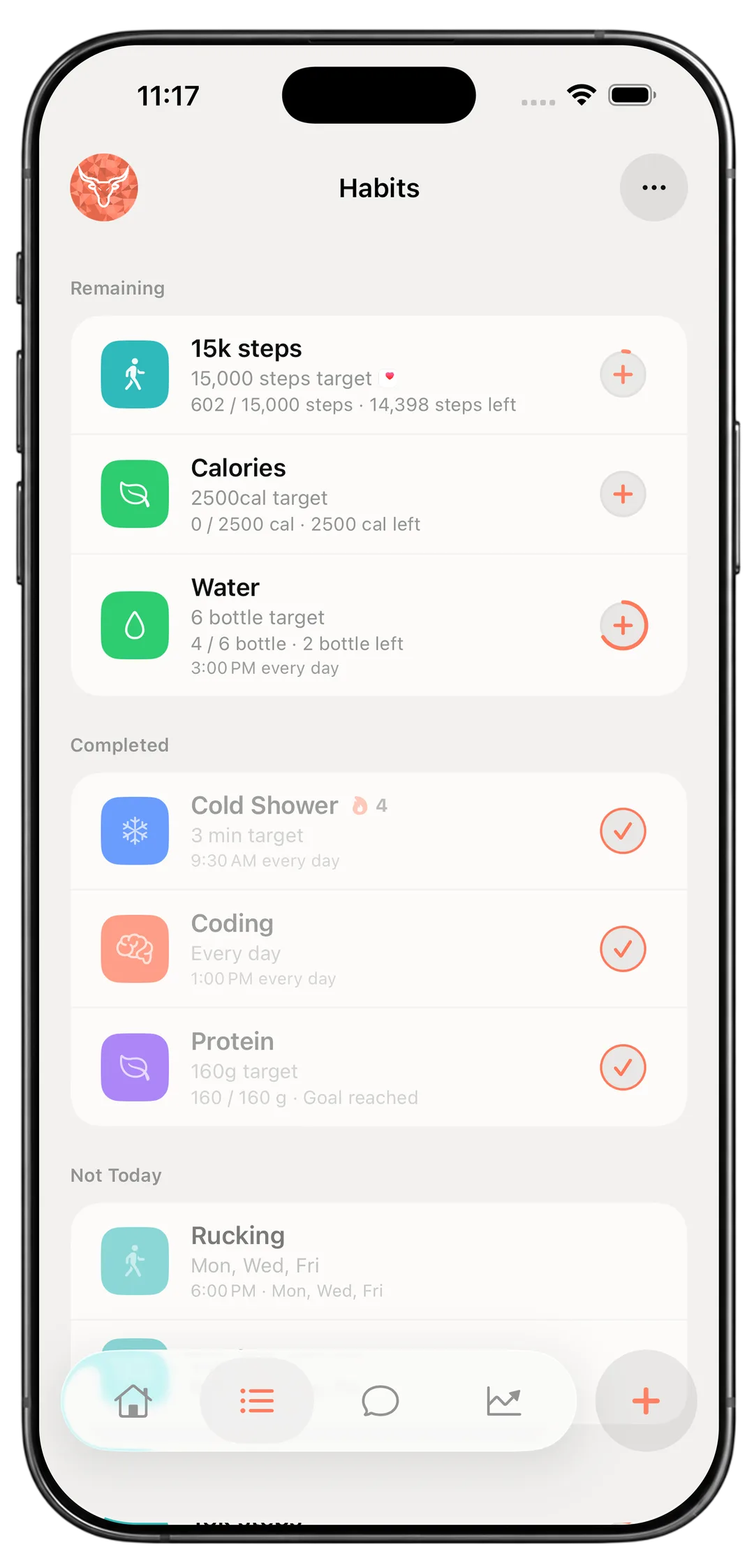PRIMAL Habits list on iPhone